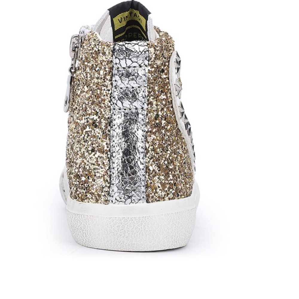 Gold Glitter High-Top Sneakers - Picture 7 of 9